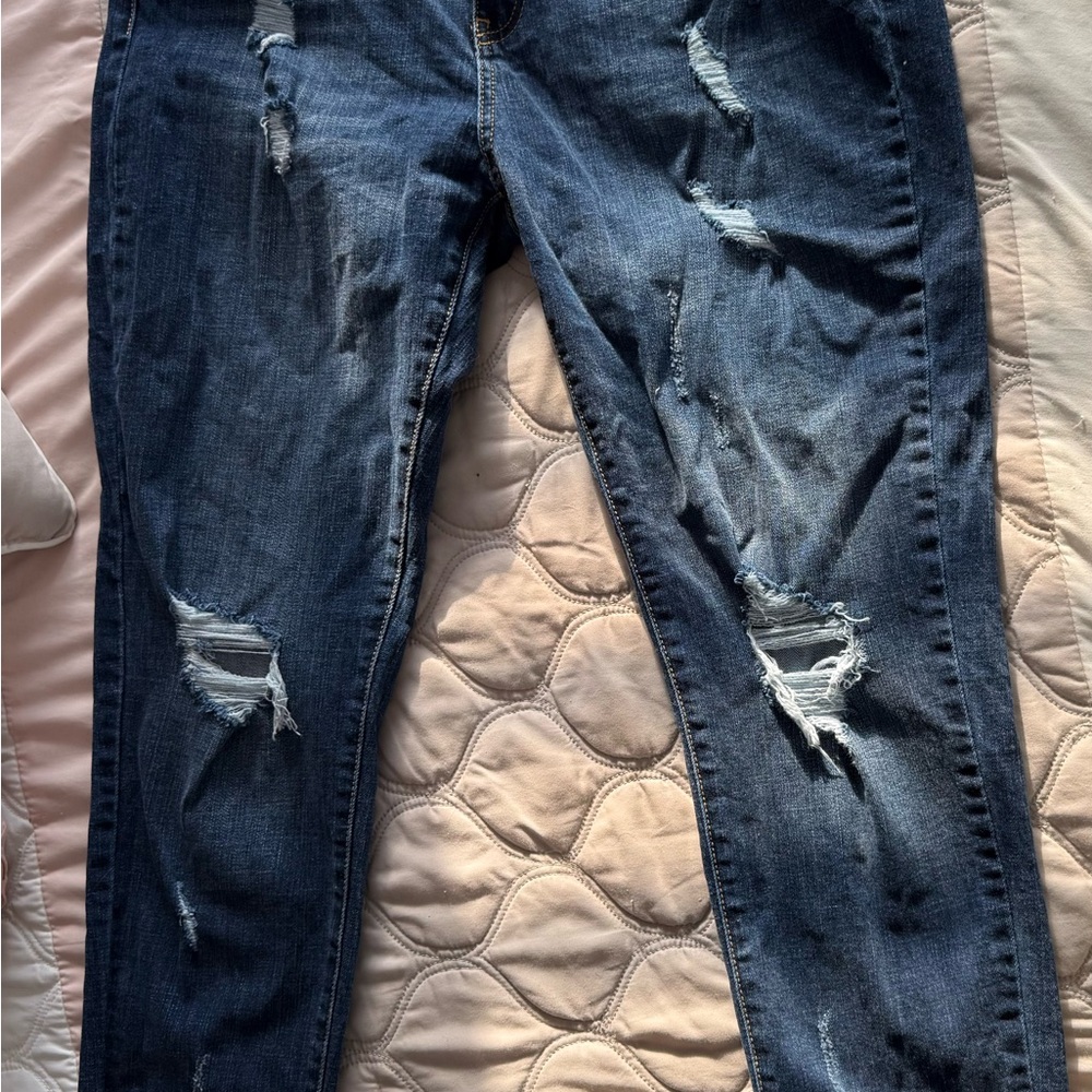 AMPERSAND AVE Dark Blue Distressed Skinny Jeans